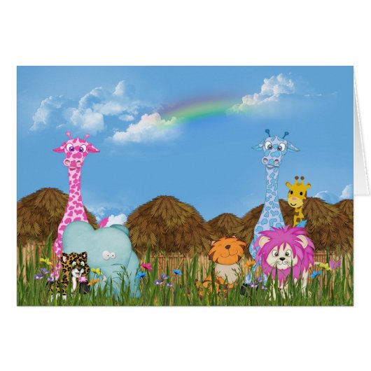 Juvenile Jungle Animals Cards (Front Horizontal)