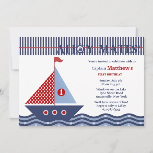 Juvenile Nautical Birthday Party Invitation