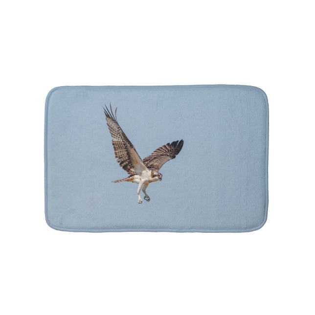 Juvenile Osprey in flight Bathroom Mat (Front)