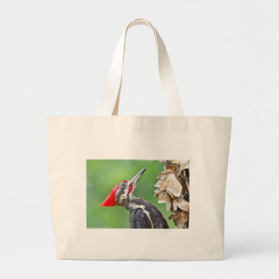 Juvenile Pileated Woodpecker Profile Gifts Apparel Large Tote Bag