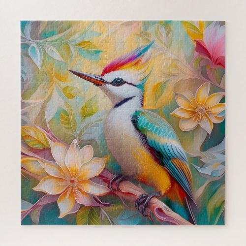 Juvenile Rainbow Woodpecker Fantasy Bird Jigsaw Puzzle