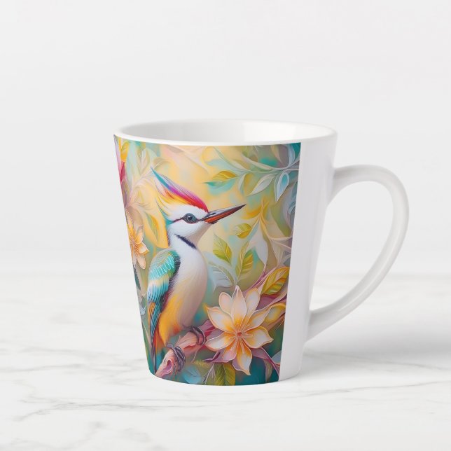 Juvenile Rainbow Woodpecker Fantasy Bird Latte Mug (Right)
