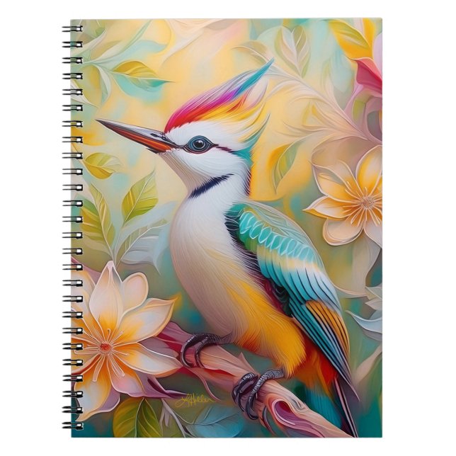 Juvenile Rainbow Woodpecker Fantasy Bird Notebook (Front)