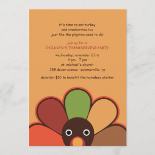 Juvenile Turkey Thanksgiving Invitation