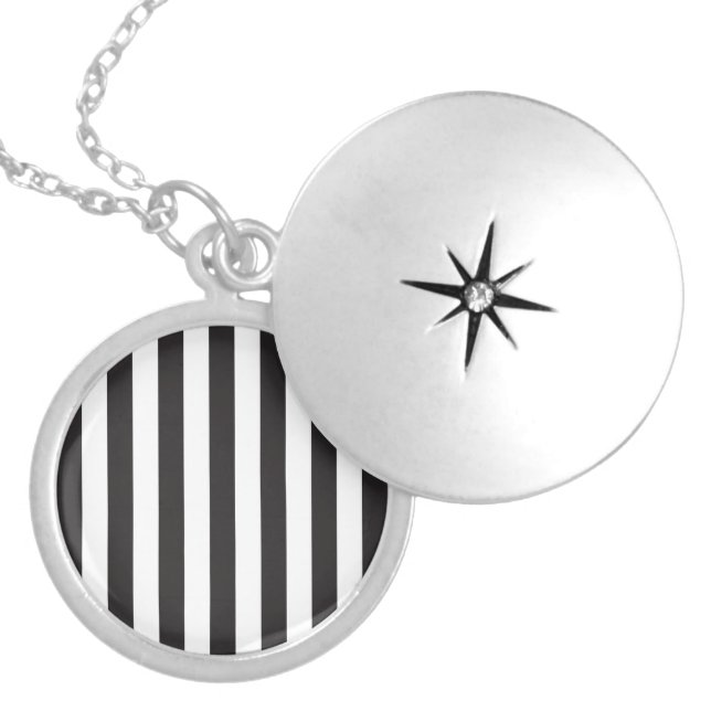 Juventus Torino stripes football club Italy black  Locket Necklace (Front)