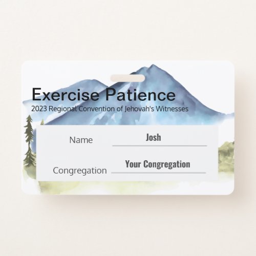 JW 2023 Convention Custom Name Exercise Patience Badge