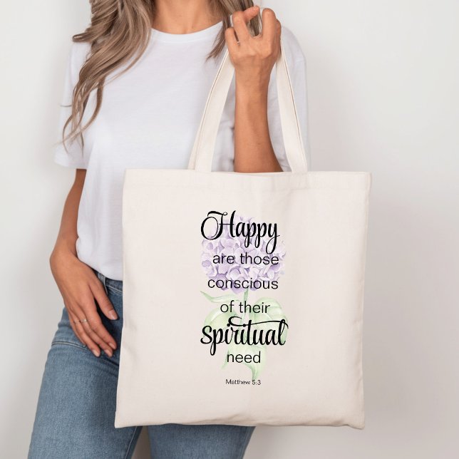 JW 2025 Year Text with Hydrangea Print Tote Bag (Creator Uploaded)