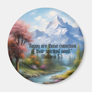 JW 2026 Year Text Matthew 5:3 Mountain Scene Magnet