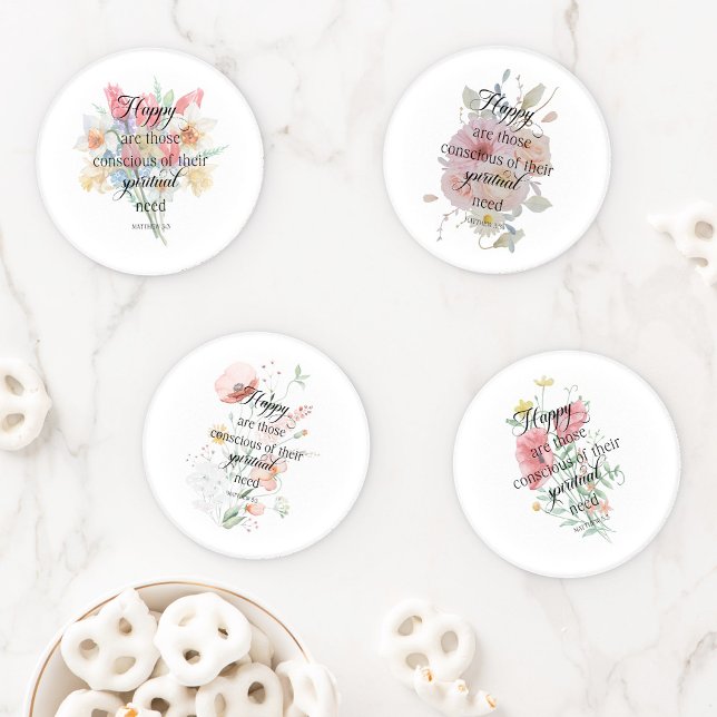 JW 2026 Year Text with Eucalyptus Matthew 5:3 Coaster Set (Creator Uploaded)