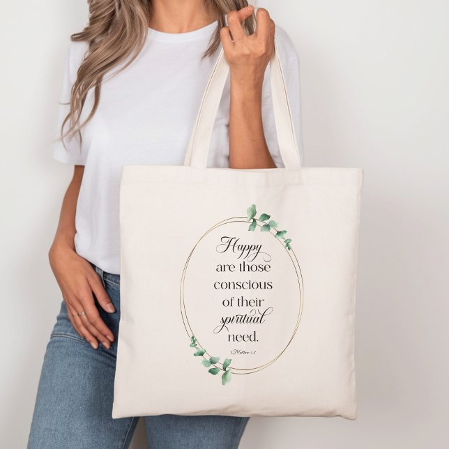 JW 2026 Year Text with Eucalyptus Matthew 5:3 Tote Bag (Creator Uploaded)