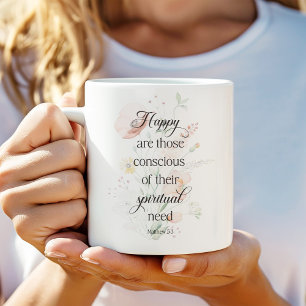 JW 2026 Year Text with Spring Flowers Matthew 5:3 Coffee Mug