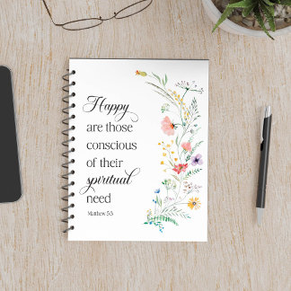 JW 2026 Year Text with Spring Flowers Matthew 5:3 Notebook