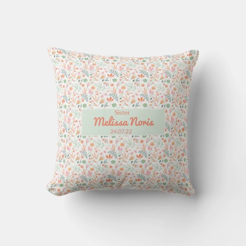 JW Baptism Gift _pastel pink floral Throw Pillow