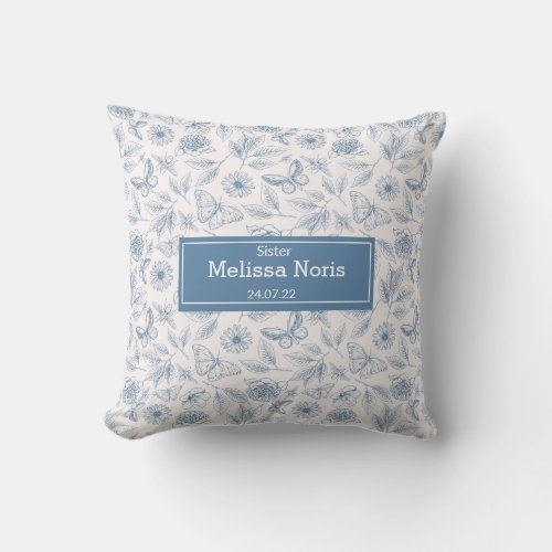 JW Baptism Gift _ vintage blue Throw Pillow