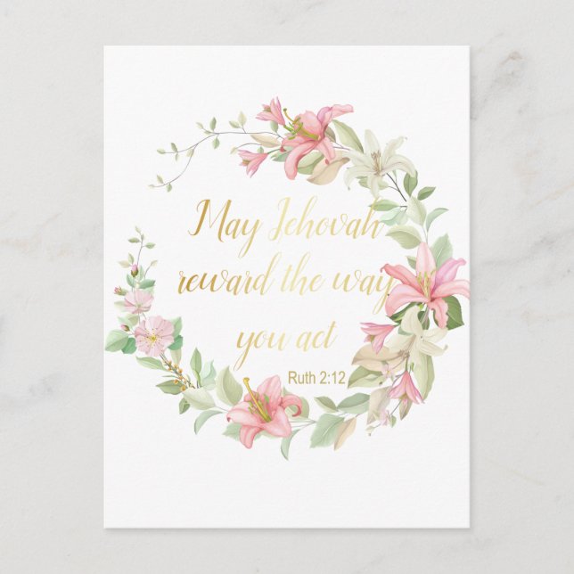 JW Baptism Gifts - Ruth 2:12 Postcard (Front)