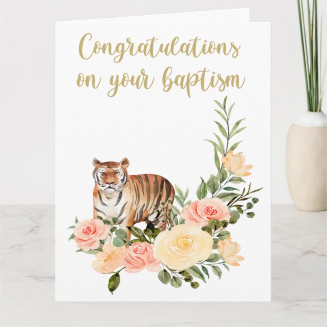 JW Baptism Gifts - Tiger Greeting Card (Front)