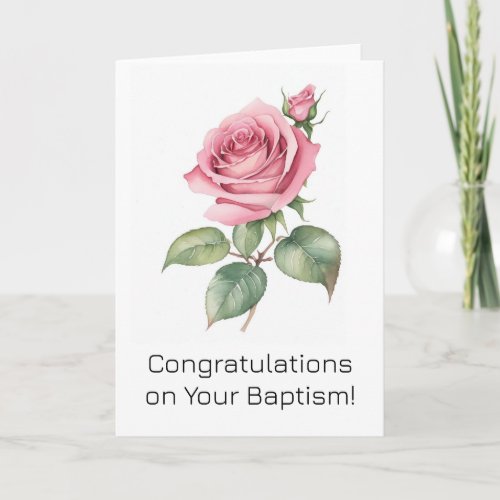 JW Card _ Baptism Gift Pink Rose