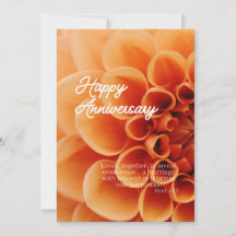 JW Happy Anniversary Card - Orange Dahlia Flower