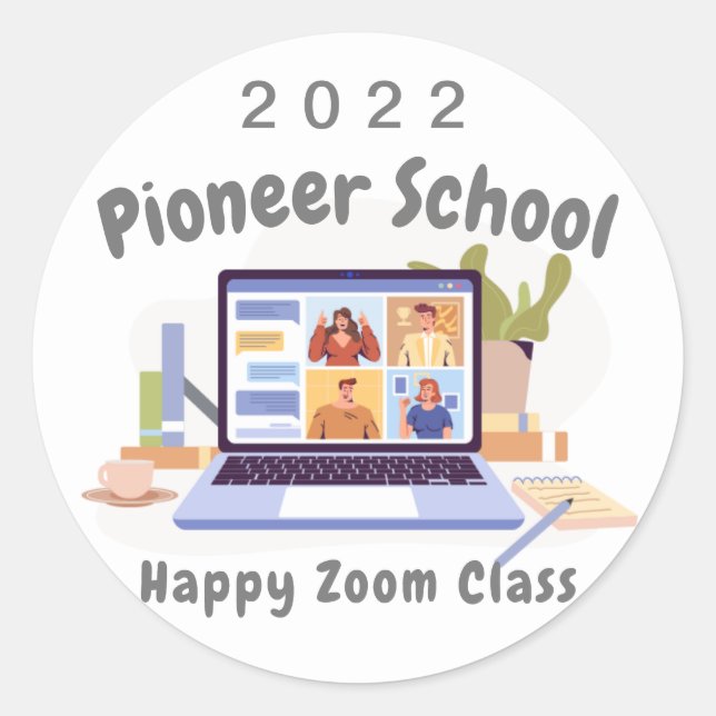 JW Ministry Supply 2022 Pioneer School Zoom Class  Classic Round Sticker (Front)