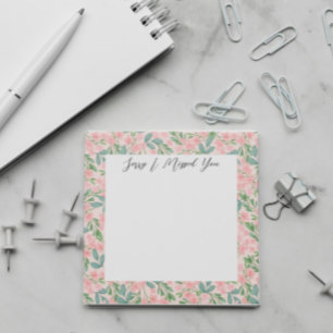 JW Ministry Supply Sorry I Missed You pink flower Post-it Notes