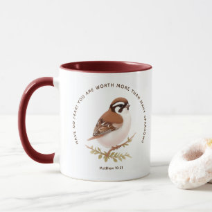 JW Mug with Sparrow, Matthew 10:31