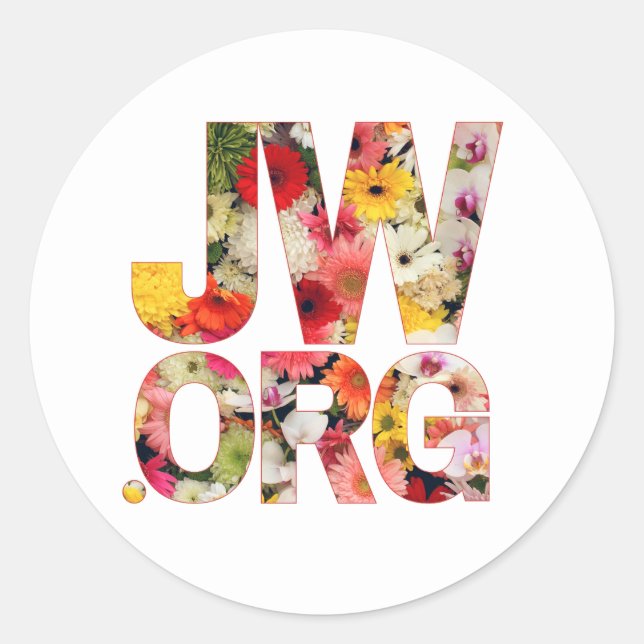 JW.org with Daisies for Jehovah's Witnesses Classic Round Sticker (Front)