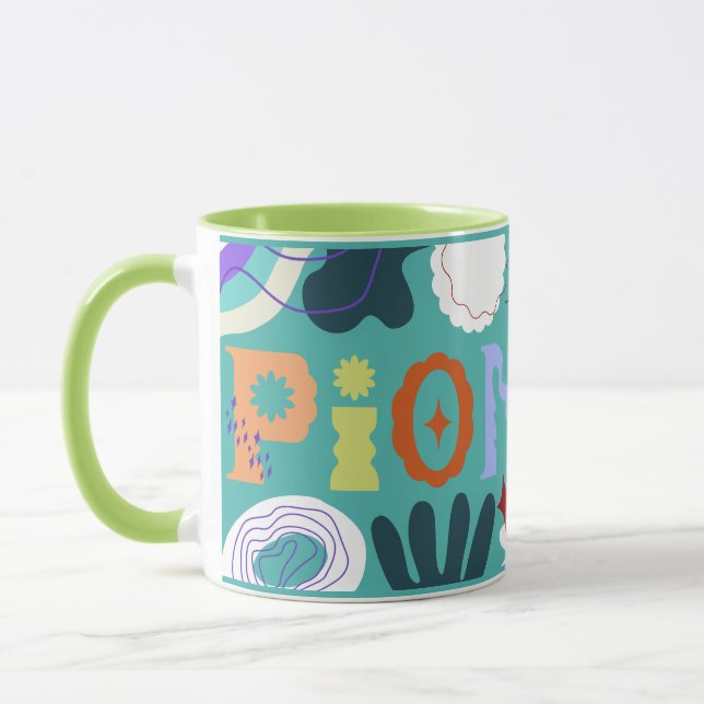 JW Pioneer Bright Wavy Blue Wrap Around Mug (Left)
