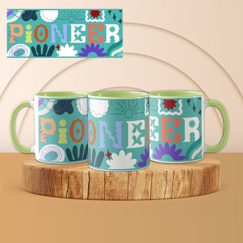 JW Pioneer Bright Wavy Blue Wrap Around Mug