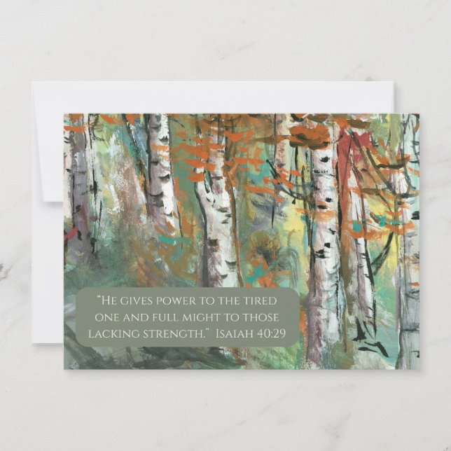 JW Sympathy Card -Birch Trees -Isa 40:29 (Front)