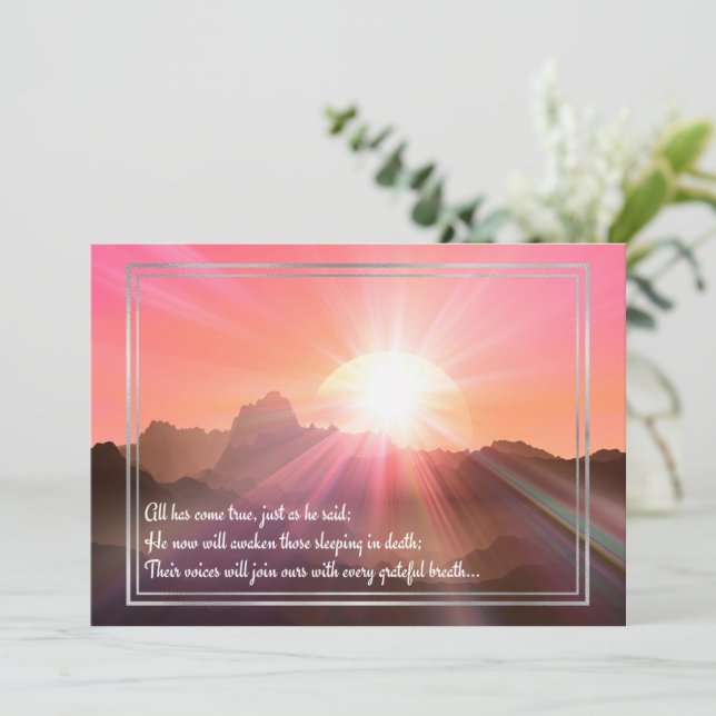 JW Sympathy Card Pink Sunrise (Standing Front)