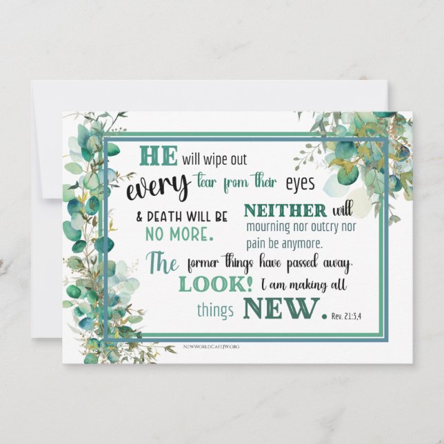 JW Sympathy Card - Revelation 21:3,4 (Front)