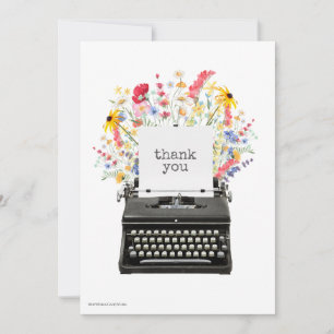 JW Vintage Typewriter-Floral Thank You Card