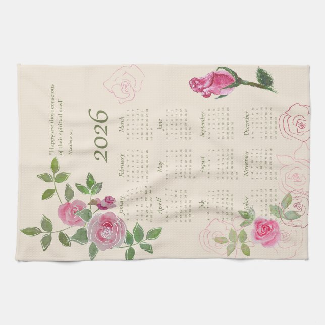 JW year text customize with calendar  Kitchen Towel (Horizontal)