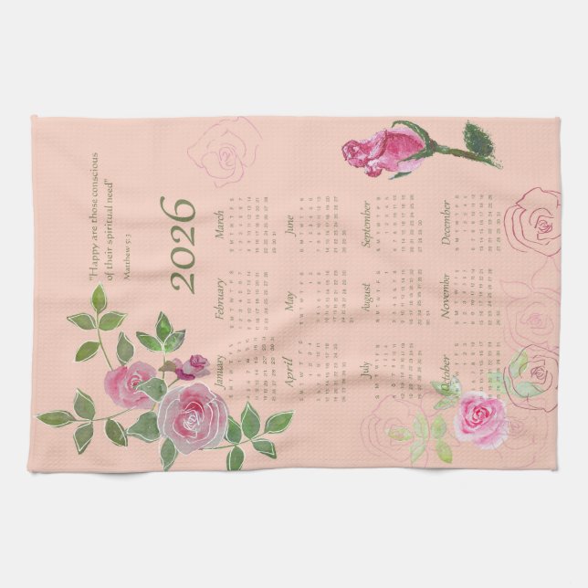 JW year text customize with calendar  Kitchen Towel (Horizontal)