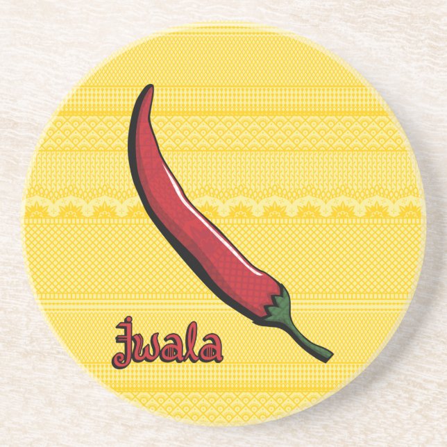 Jwala Chili Pepper Sandstone Coaster (Front)