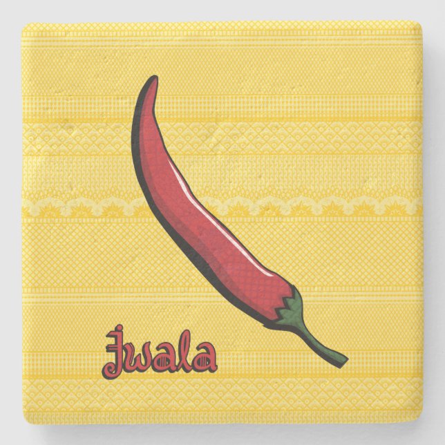 Jwala Chili Pepper Stone Coaster (Front)