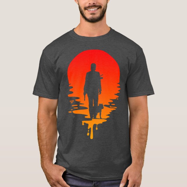 JWick and Dog Sunset gift T-Shirt (Front)