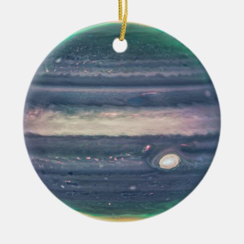 JWST Image of Planet Jupiter in Infrared Ceramic Ornament