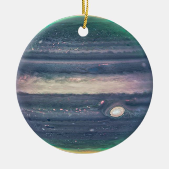 JWST Image of Planet Jupiter in Infrared Ceramic Ornament (Front)