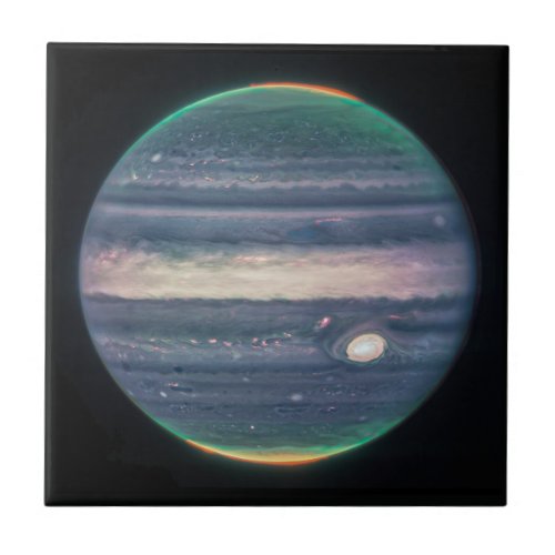 JWST Image of Planet Jupiter in Infrared Ceramic Tile