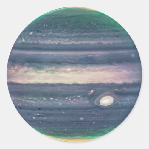 JWST Image of Planet Jupiter in Infrared Classic Round Sticker