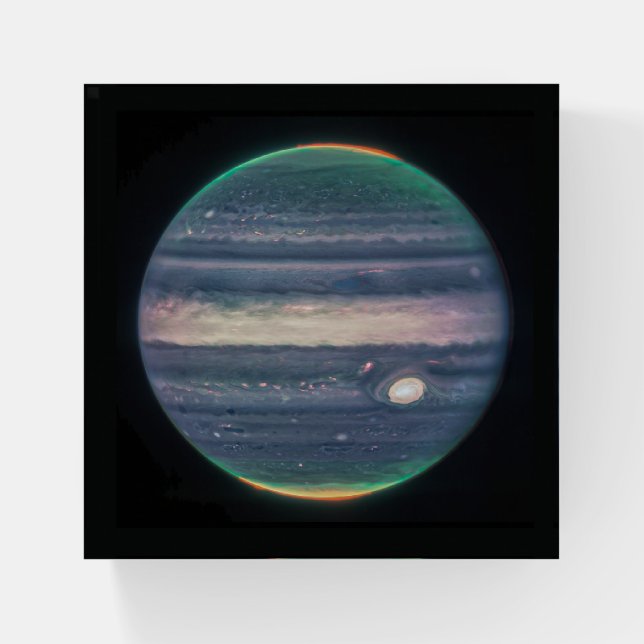 JWST Image of Planet Jupiter in Infrared Paperweight (Front)