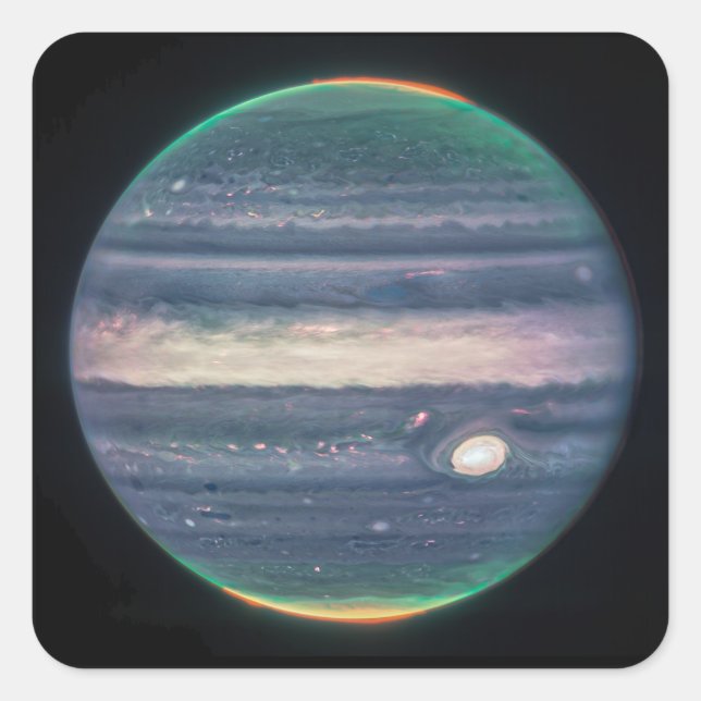 JWST Image of Planet Jupiter in Infrared Square Sticker (Front)
