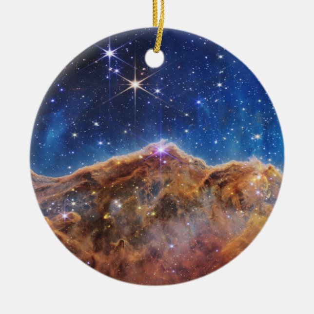 JWST James Webb Space Telescope Cosmic Cliffs Ceramic Ornament (Front)