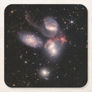 JWST James Webb Space Telescope Stephan’s Quintet Square Paper Coaster