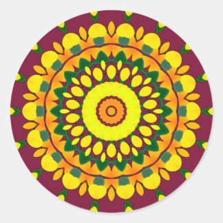 K131 Yellow & Green Classic Round Sticker