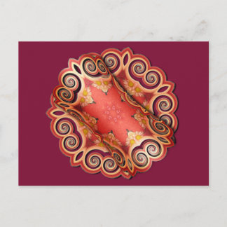 K143 Red Swirl Curl Postcard
