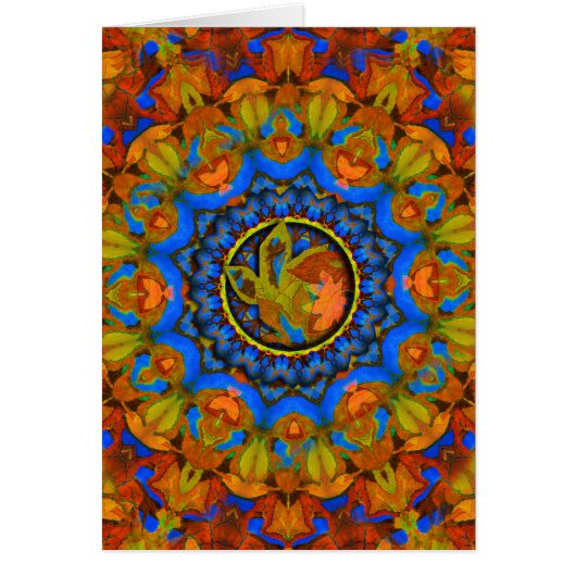 K185 Autumn on Blue Abstract Cards (Front)
