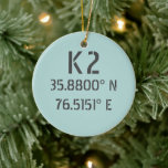 K2 Latitude and Longitude Ceramic Ornament