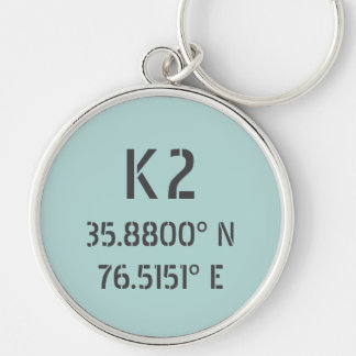 K2 Latitude and Longitude Keychain